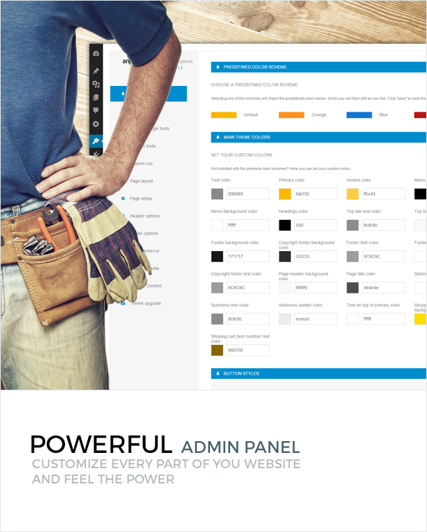 Powerful admin panel - customize every part of your website